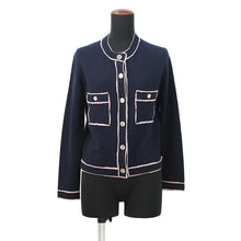 将图像加载到图库查看器中,CHANEL No5Button Collarless Cardigan Size 36 NavyP70793 K10084 NC238 Cashmere100%