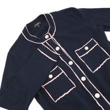 Load image into Gallery viewer, CHANEL No5Button Collarless Cardigan Size 36 NavyP70793 K10084 NC238 Cashmere100%
