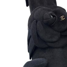 Load image into Gallery viewer, CHANEL Camellia short boots BlackG45310 suede Size 37C