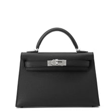 将图像加载到图库查看器中,HERMES Mini Kelly 2 Black Epsom Size K PN 575 AT