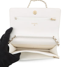 Load image into Gallery viewer, CHANEL CC Logo Chain Wallet White Caviar Leather