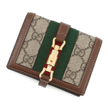 Load image into Gallery viewer, GUCCI Jackie 1961 Card Case Wallet Beige/Brown645536 GG Supreme/Leather