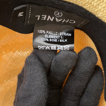 Load image into Gallery viewer, CHANEL CC Logo Ribbon Straw Hat Size M Beige/Black Straw100%