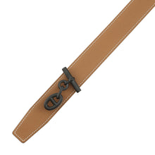 将图像加载到图库查看器中,HERMES Yachting Belt Size 95/1.3" Black/Gold Box Calf Leather Epsom