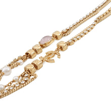 Load image into Gallery viewer, CHANEL CC Logo Stone Crush Chain Logo Necklace Gold Gold Plated Rhinestone Faux Pearl
