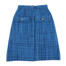 Load image into Gallery viewer, CHANEL 2020 Resort Collection Checkered Tweed Skirt Size 34 BlueP62625 V46600 MG152 Cotton53% Wool 35% Polyamide12%