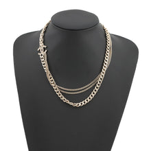 将图像加载到图库查看器中,CHANEL CC Logo Chain Necklace Gold Plated Rhinestone