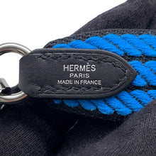 Load image into Gallery viewer, HERMES Bandouliere Sangle Cortage Blue/Black Canvas Swift Leather