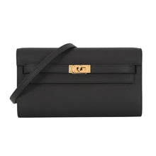 Load image into Gallery viewer, HERMES Kelly wallet long to go Black Epsom