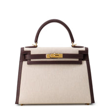 Load image into Gallery viewer, HERMES Kelly Sellier Moka/Ecru Swift Leather Toile H Size 28