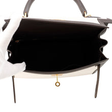 Load image into Gallery viewer, HERMES Kelly Sellier Moka/Ecru Swift Leather Toile H Size 28