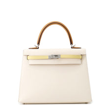 将图像加载到图库查看器中,HERMES Kelly Sellier tricolor Nata/Sesame/Jaune Poussin Epsom Size 25