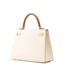 将图像加载到图库查看器中,HERMES Kelly Sellier tricolor Nata/Sesame/Jaune Poussin Epsom Size 25