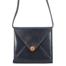 Load image into Gallery viewer, HERMES Wood Shoulder Bag Navy Box Calf Leather