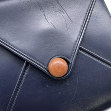 Load image into Gallery viewer, HERMES Wood Shoulder Bag Navy Box Calf Leather