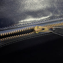 Load image into Gallery viewer, HERMES Wood Shoulder Bag Navy Box Calf Leather