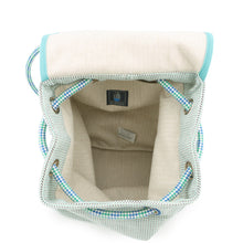 将图像加载到图库查看器中,HERMES Le Caban Backpack Marine/Menthe Cotton