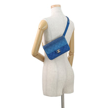 将图像加载到图库查看器中,CHANEL Matelasse Chain Crossbody Bag Blue Caviar Leather