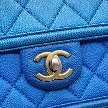 将图像加载到图库查看器中,CHANEL Matelasse Chain Crossbody Bag Blue Caviar Leather