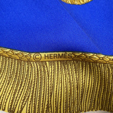 将图像加载到图库查看器中,HERMES Carre ≪Saber Decorative Bag≫ Size 90 Ivory/Blue/Gold Silk100