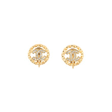 将图像加载到图库查看器中,CHANEL CC Logo Vintage Earring Gold Gold Plated Rhinestone