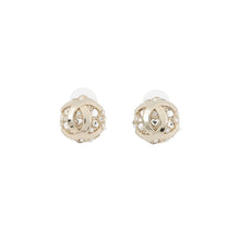 将图像加载到图库查看器中,CHANEL CC Logo Round Earrings GoldABF219 B19947 NAFRM Gold Plated Rhinestone Faux Pearl