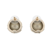 将图像加载到图库查看器中,CHANEL CC Logo Round Earrings GoldABF219 B19947 NAFRM Gold Plated Rhinestone Faux Pearl