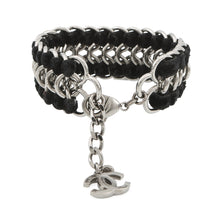 将图像加载到图库查看器中,CHANEL CC Logo ChainBracelet Black/Silver Metal Velvet Rhinestone Faux Pearl