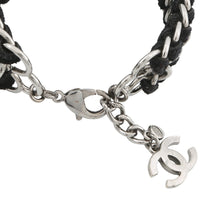 将图像加载到图库查看器中,CHANEL CC Logo ChainBracelet Black/Silver Metal Velvet Rhinestone Faux Pearl