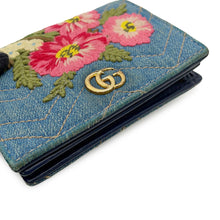 将图像加载到图库查看器中,GUCCI GG Marmont Double G Mini Wallet Blue/Multicolor466492 Denim/Leather