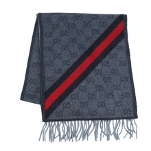 将图像加载到图库查看器中,GUCCI Webbing line Scarf Midnight Blue570603 3GB18 4068 Wool75% Alpaca25%