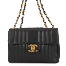 Load image into Gallery viewer, CHANEL Mademoiselle Chain Shoulder Bag Black Caviar Leather Size 30
