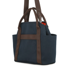 将图像加载到图库查看器中,HERMES Sac de Pansage Navy/Feu Toile Chevrons Canvas