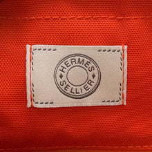 将图像加载到图库查看器中,HERMES Sac de Pansage Navy/Feu Toile Chevrons Canvas