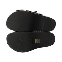 Load image into Gallery viewer, HERMES Cosplay Sandals Black/Brown Leather Wood Size 35