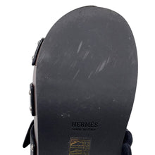 Load image into Gallery viewer, HERMES Cosplay Sandals Black/Brown Leather Wood Size 35