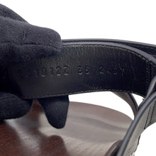 Load image into Gallery viewer, HERMES Cosplay Sandals Black/Brown Leather Wood Size 35