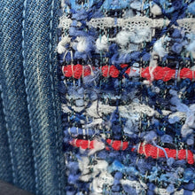 Load image into Gallery viewer, CHANEL Boy Chanel ChainShoulder Bag Blue Tweed Denim Leather Size 28