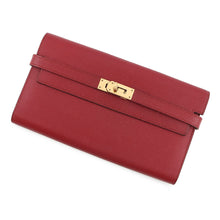 将图像加载到图库查看器中,HERMES Kelly wallet long Rouge Grenat Epsom