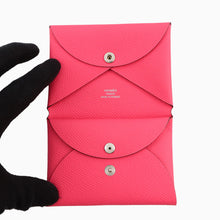 将图像加载到图库查看器中,HERMES Calvi duo Pink Epsom