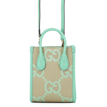 Load image into Gallery viewer, GUCCI Jumbo GG 2-way Mini Tote Beige/Light Green671623 Jumbo GG Canvas Leather