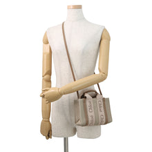 Load image into Gallery viewer, Chloe Woody 2-way tote bag Brassie BeigeCHC24UP237L1726Y Canvas Shiny Calf Leather Size Mini