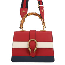 Load image into Gallery viewer, GUCCI Bamboo Dionysus 2-Way Handbag Red/White/Navy448075 Leather Bamboo