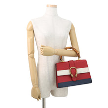 Load image into Gallery viewer, GUCCI Bamboo Dionysus 2-Way Handbag Red/White/Navy448075 Leather Bamboo