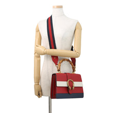 Load image into Gallery viewer, GUCCI Bamboo Dionysus 2-Way Handbag Red/White/Navy448075 Leather Bamboo