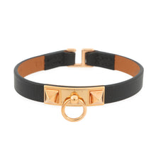 将图像加载到图库查看器中,HERMES Bracelet Mini Rival Size T3 Black Swift Leather