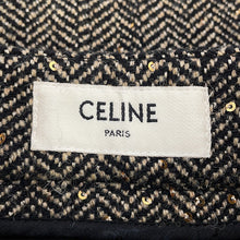 Load image into Gallery viewer, CELINE Box Pleated Tweed Skirt Size 38 Black/Beige2J121235G.24BJ Wool 88% Polyester12% Sequins