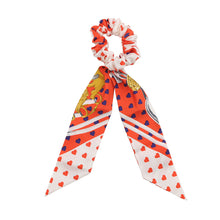 将图像加载到图库查看器中,HERMES Scrunchie Bella Orange/White/Multicolor Silk100%