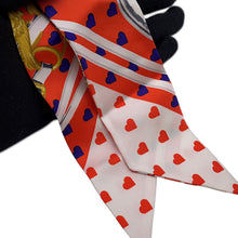 将图像加载到图库查看器中,HERMES Scrunchie Bella Orange/White/Multicolor Silk100%