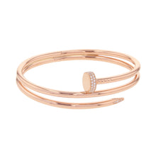 将图像加载到图库查看器中,CARTIER Juste Un Clou Bracelet Double Diamond Size 19N6708419/N6708400 18K Pink Gold